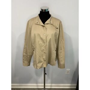 Jamie Sadock Golf Tennis‎ Top Jacket Khaki Button Front Womens Size XL